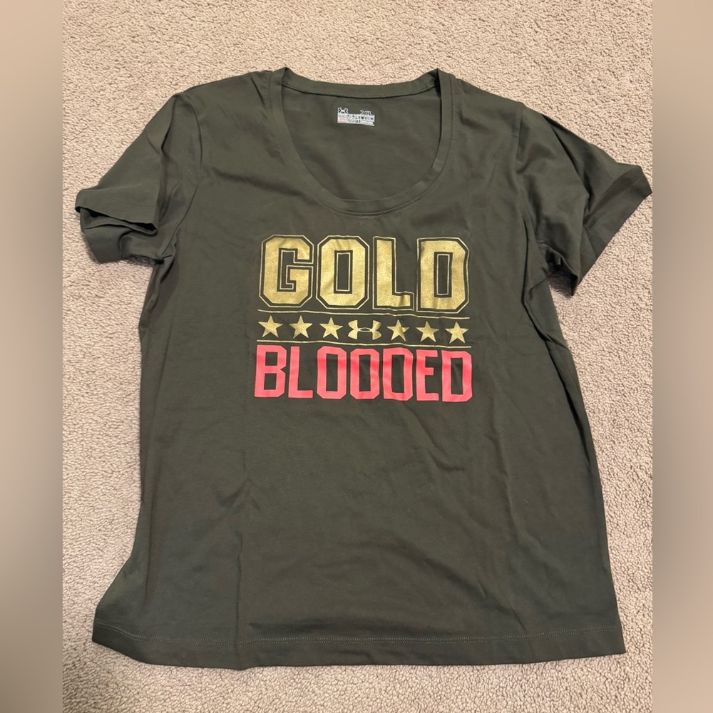 Under Armour Black Tee with Gold and Red Graphic